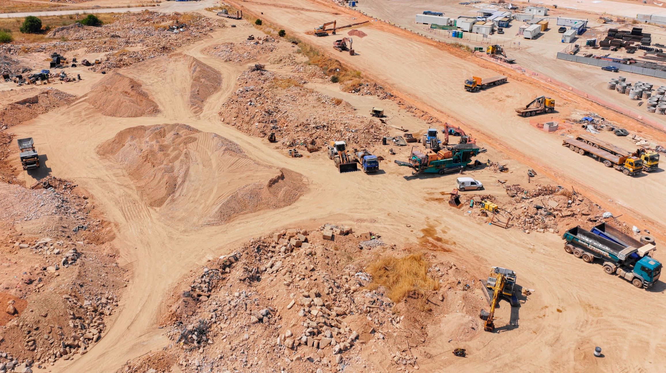 Aerial view of active site preparation and earthworks